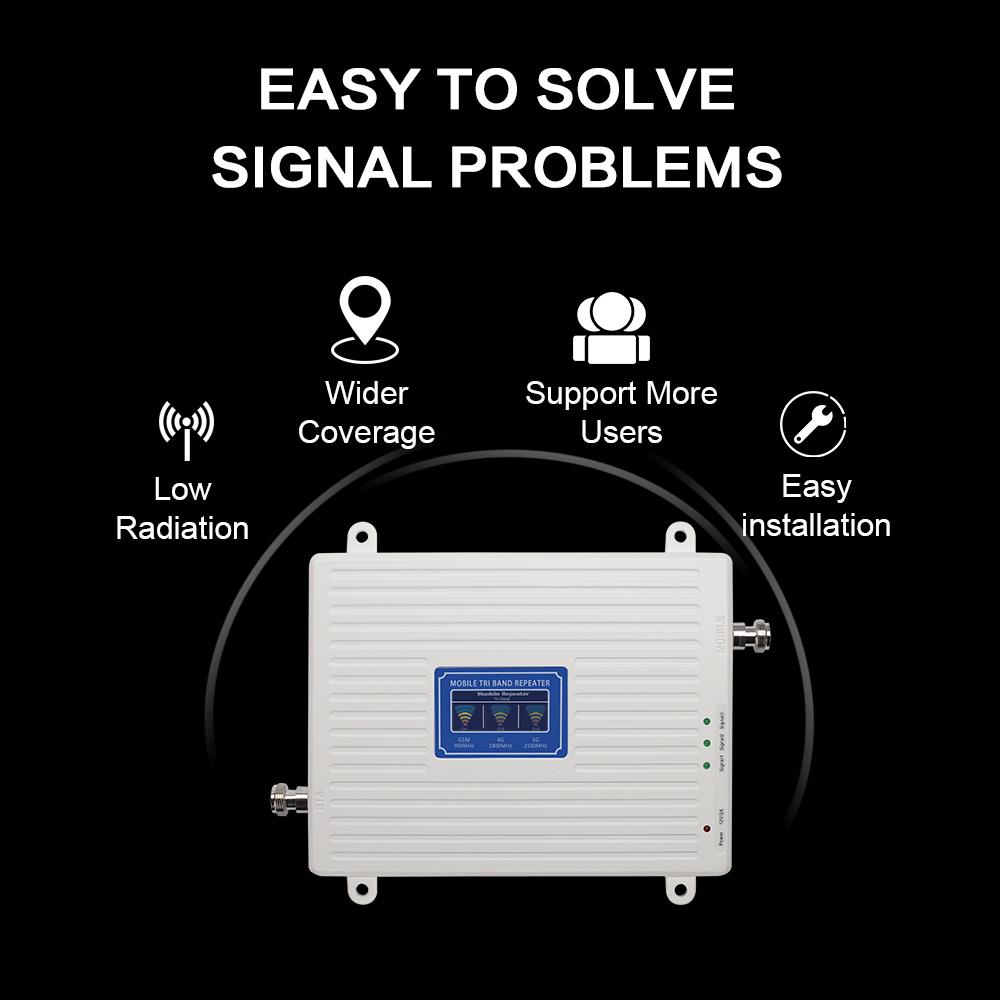 Изображение товара: Walokcon 2g 3g 4g трехполосный усилитель сигнала 900 1800 2100 GSM WCDMA UMTS LTE сотовый ретранслятор 900/1800/2100 МГц мобильный усилитель