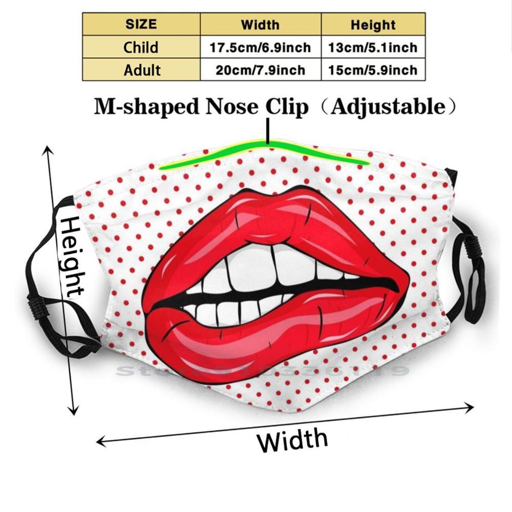 Изображение товара: Лидер продаж, многоразовая маска для губ с красными губами и белыми зубами, с принтом рта, фильтр Pm2.5, «сделай сам», детская маска для губ, лидер продаж, для девочек