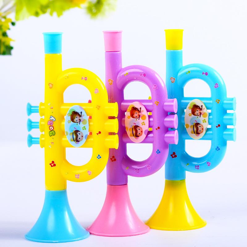Изображение товара: 1 шт., Пластиковые Музыкальные инструменты для детей, детские музыкальные игрушки, музыкальная труба, Hooter, детская игрушка, случайный цвет, 15*7*2 см