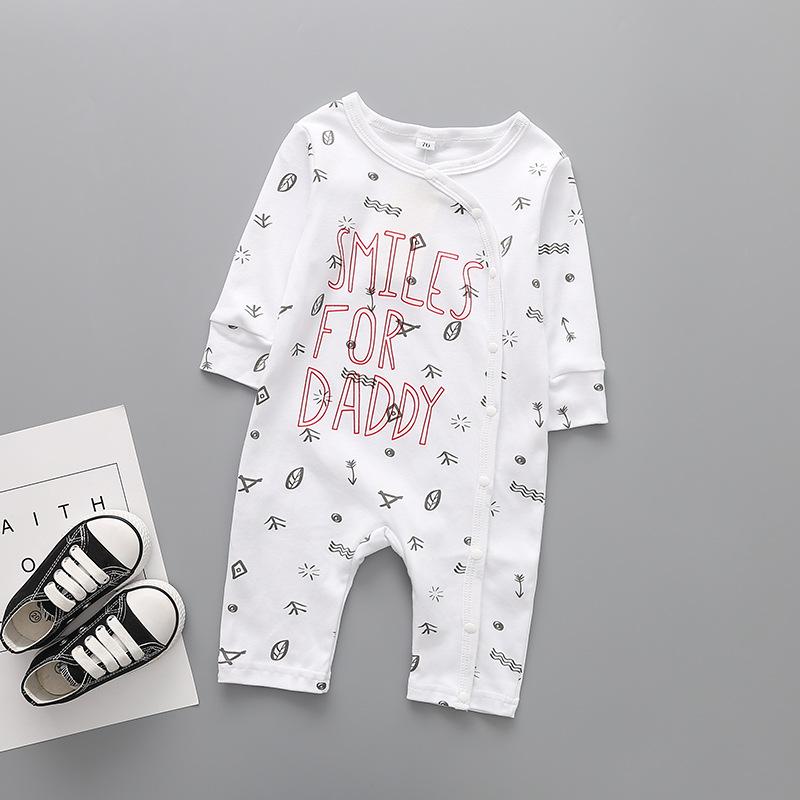 Изображение товара: Одежда для новорожденных, одежда для мамы с длинным рукавом, хлопковый комбинезон с Боковым Разрезом, сплошная одежда для сна, осенняя одежда
