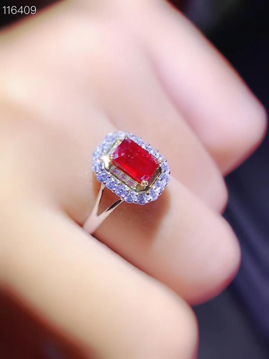Изображение товара: KJJEAXCMY Изящные Ювелирные изделия из стерлингового серебра 925 пробы, инкрустированное натуральным Рубином, новое кольцо, элегантное женское кольцо, поддержка теста