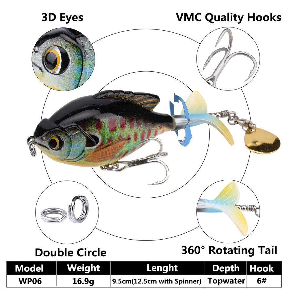Изображение товара: Новейшая модель; Гамбургер Поппер 9,5 см/16,9 г Topwater рыболовная приманка искусственная приманка Жесткий вращающийся хвост рыболовные приманки для дропшиппинг