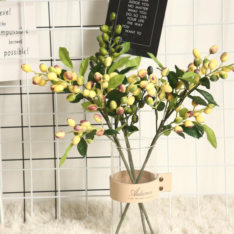 Изображение товара: Оливковое имитация искусственного цветка Ягодное искусственное растение, украшение для дома, стены, ботаника, настенное цветочное растение