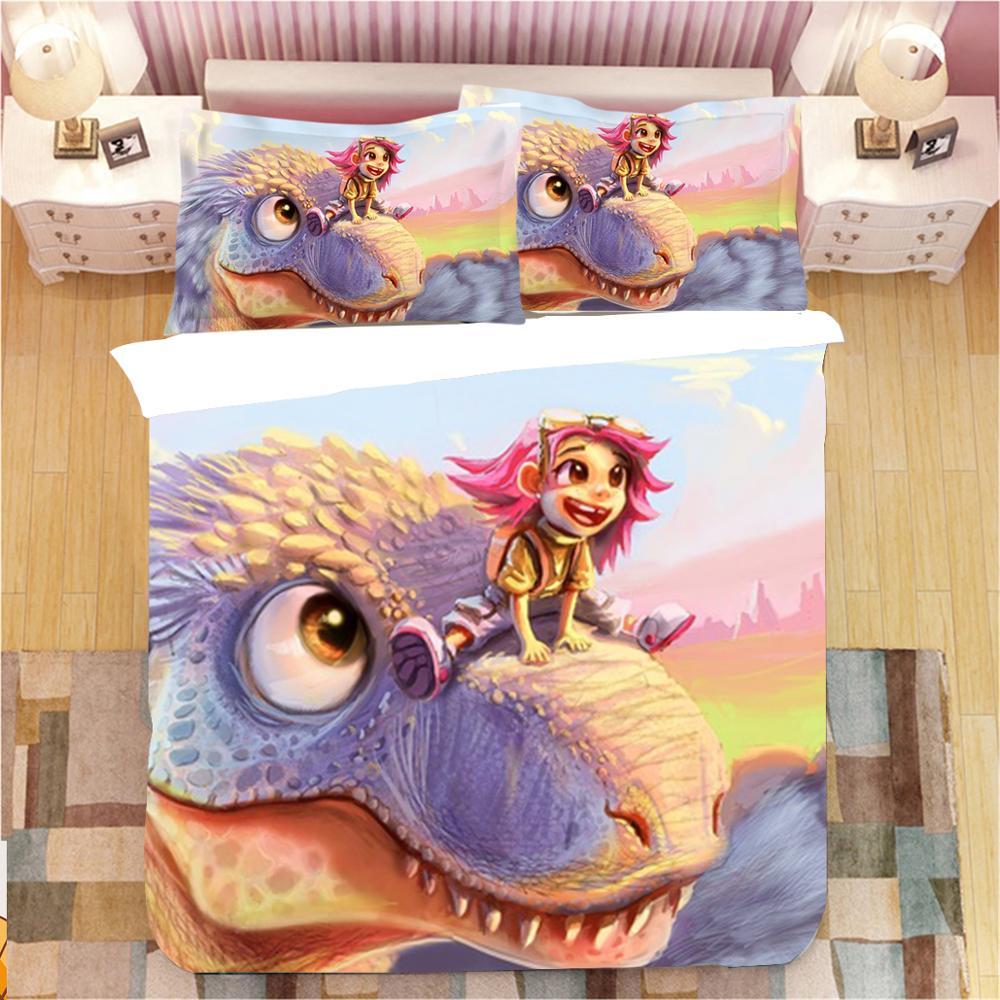 Изображение товара: Комплект постельного белья с 3D динозавром, роскошное, односпальное, двуспальное, кинг-сайз, мягкое одеяло, удобная кровать