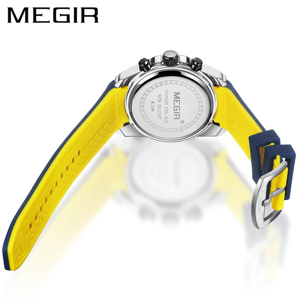 Изображение товара: 2020 MEGIR синие спортивные часы для мужчин лучший бренд класса люкс хронограф мужские часы военные кварцевые часы светящиеся Relogio Masculino