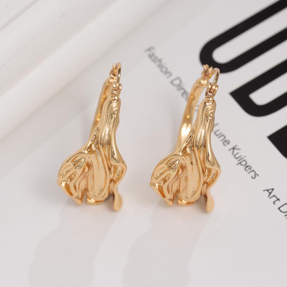 Изображение товара: Stylish Gold Color Statement Earrings Irregular Grooved Circles Large Hoop earrings Chunk hoop earrings jewelry