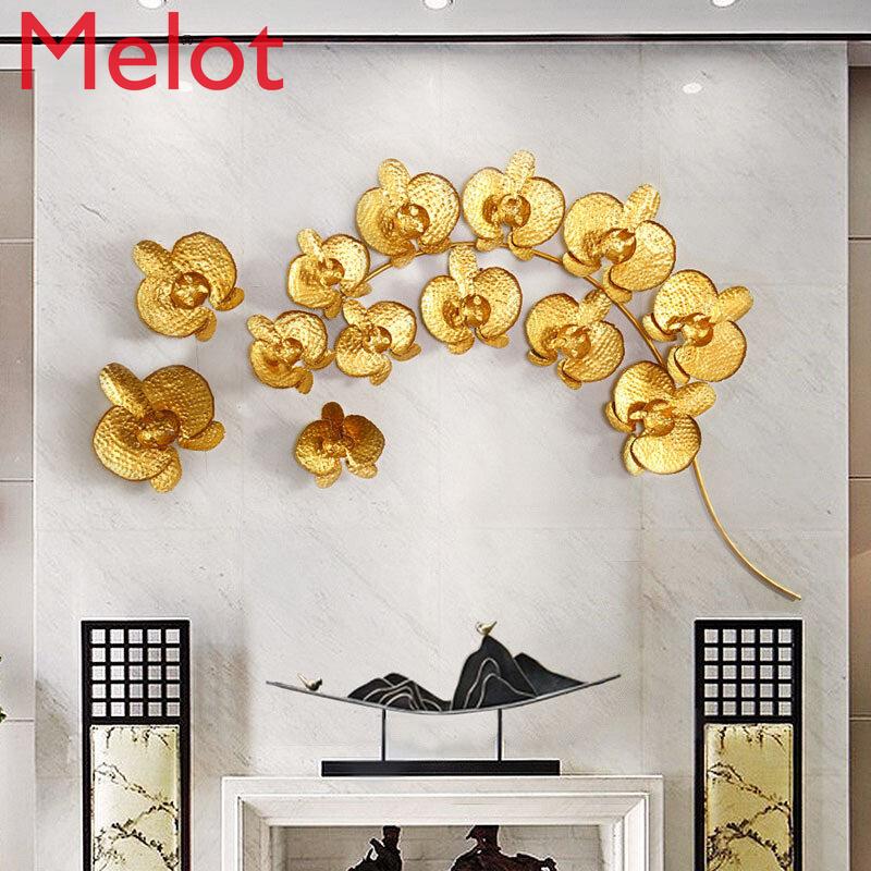 Изображение товара: Современная креативная 3D кованая железная Золотая Магнолия поделки искусственное украшение домашний диван фон Настенная Наклейка