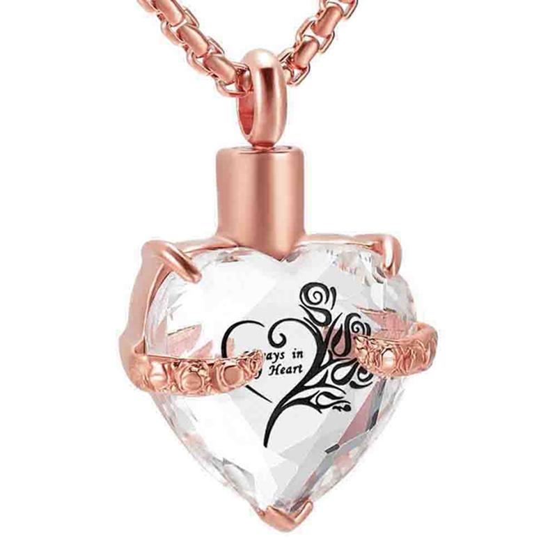 Изображение товара: Подвеска в виде сердца с кристаллами, украшение для праха, памятный кулон с животными, золами, урной, ожерелье