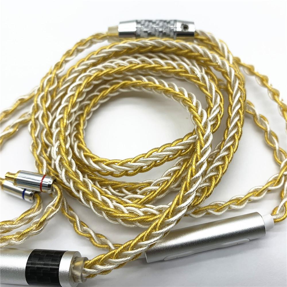Изображение товара: Обновленный кабель diy, посеребренный провод 8 делений с микрофоном mmcx ie80 A2DC IM50 0,78 мм QDC