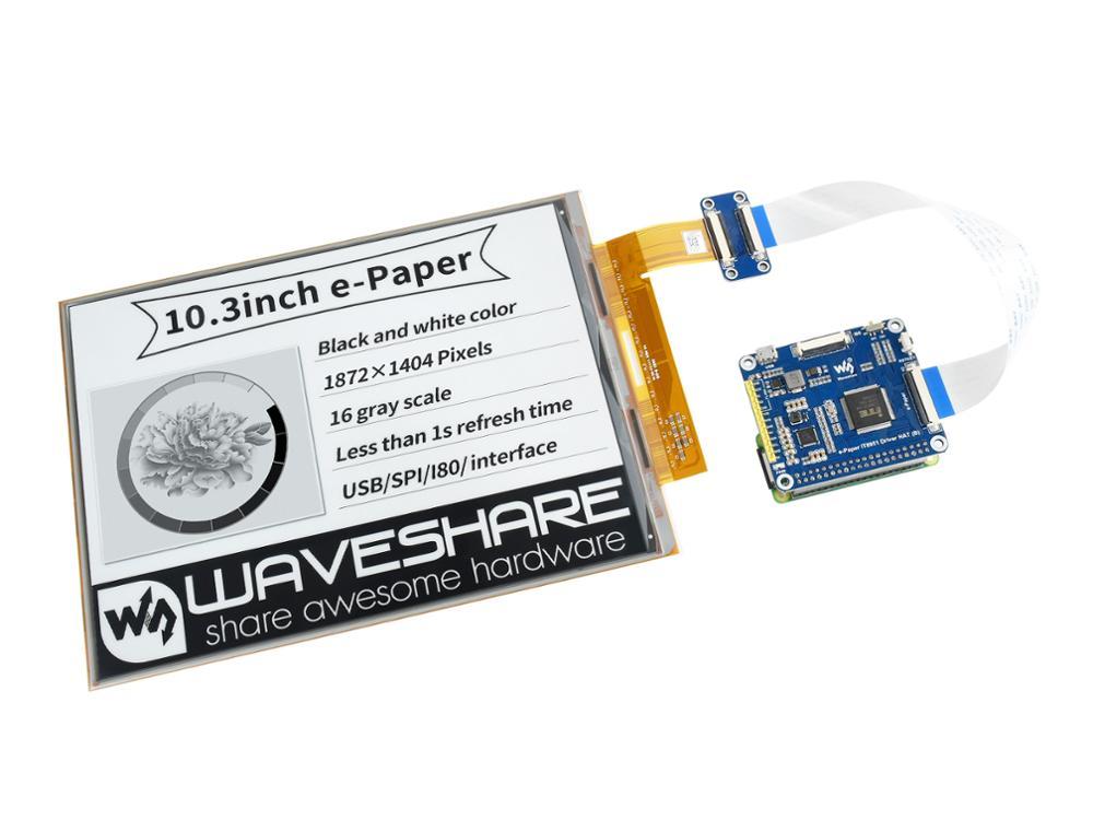 Изображение товара: 10,3 дюймовая Гибкая шляпа Waveshare с дисплеем E-Ink для Raspberry Pi, контроллер IT8951, разрешение 1872*1404, поддерживает частичное обновление