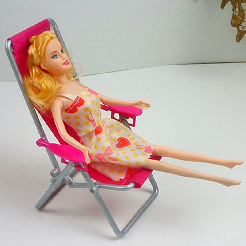 Изображение товара: Складной стул, кукольный пляжный шезлонг, мебель для кукольного домика, милая миниатюрная имитация, украшение для гостиной, игровой домик, подарки