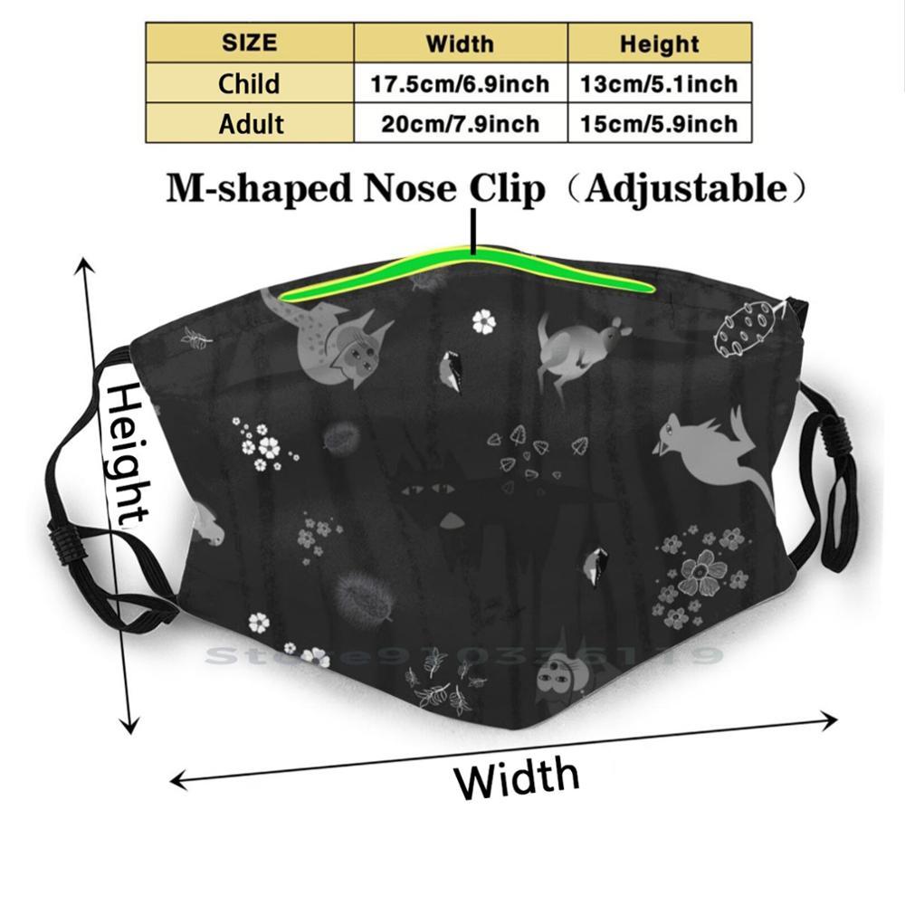 Изображение товара: Tasmanian Ночная жизнь дизайн Пылезащитный фильтр смываемая маска для лица дети Wallaby Quoll Eagle Австралия Тасмания птица