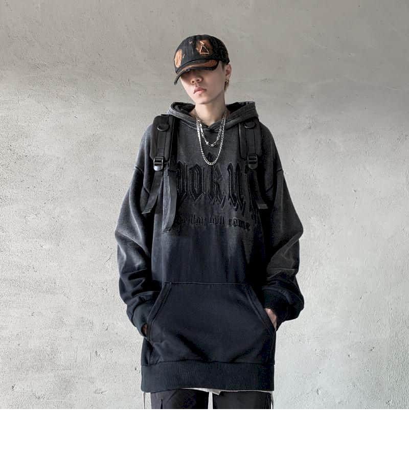 Изображение товара: Толстовка мужская с принтом, ретро свитшот с потертым градиентом, с капюшоном в стиле ретро, уличная одежда в стиле хип-хоп, большие размеры