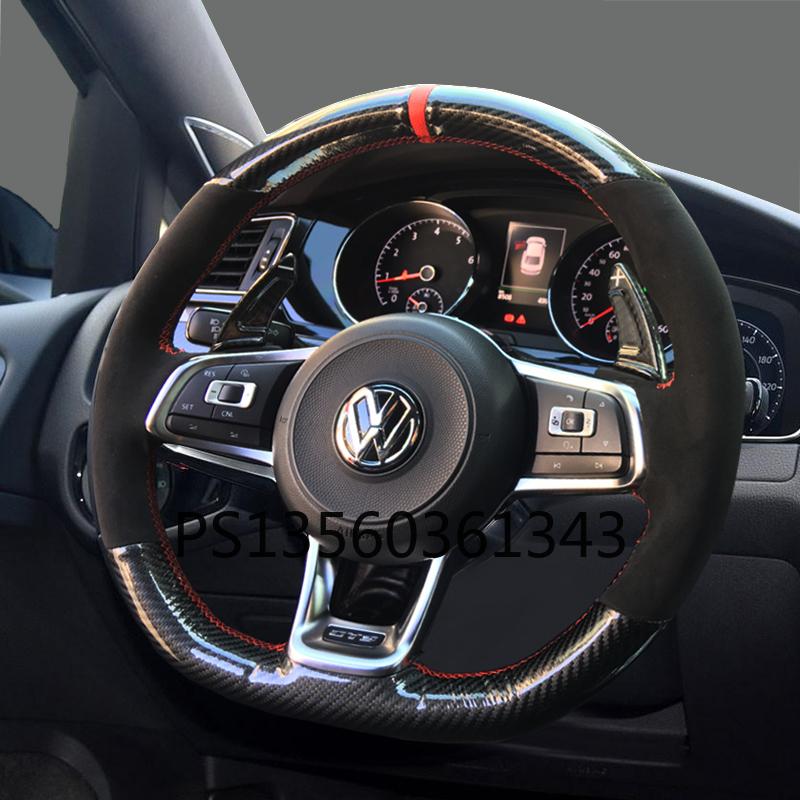 Изображение товара: Подходит для Volkswagen VW Magotan T-CrossTayron Lamando Tiguan Bora T-ROC Jetta Passat прошитая вручную кожаная Руль крышка