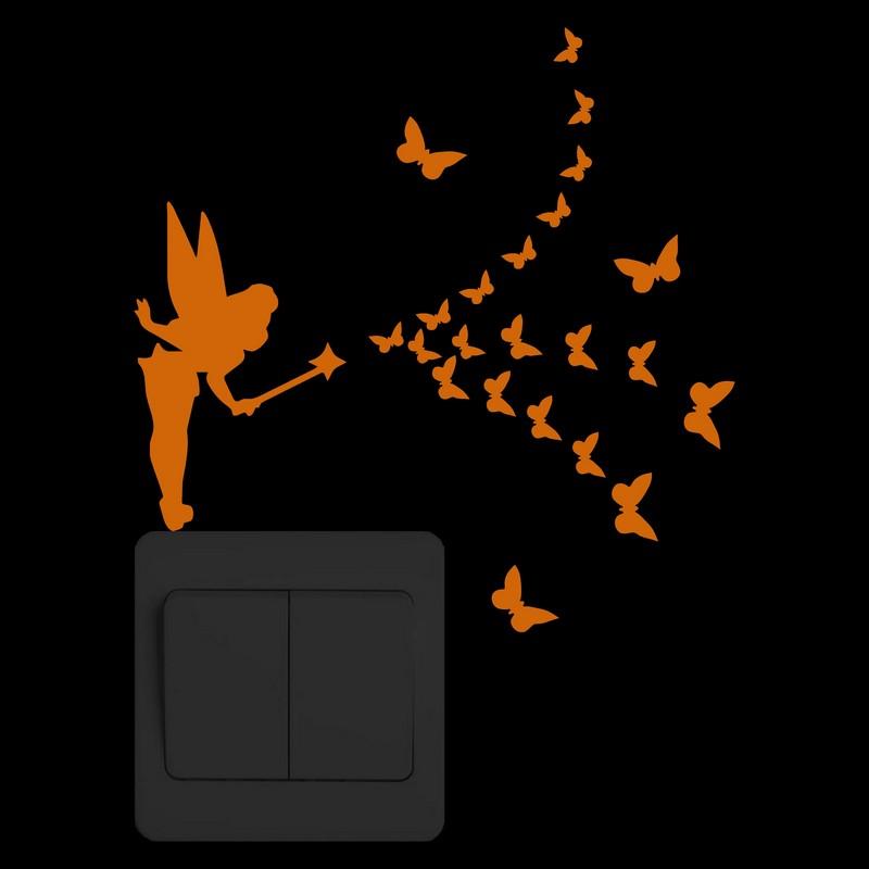 Изображение товара: Мультяшная сказочная наклейка с сердечками/бабочками/звездами/круглыми наклейками на стену, наклейка с переключателем, светящаяся наклейка для дома, ноутбука, автомобиля