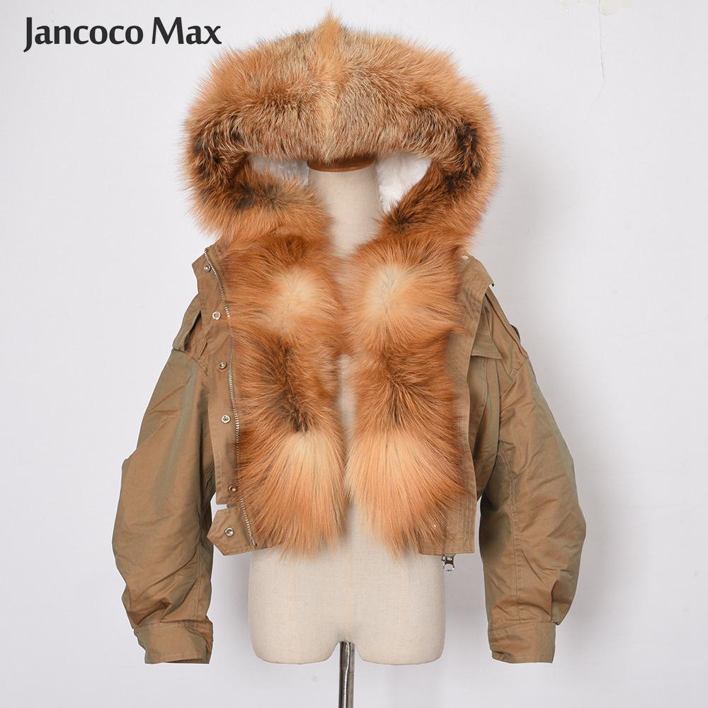 Изображение товара: Стильная женская зимняя теплая куртка Паркер из натурального меха ягненка с подкладкой и воротником из натурального Лисьего меха пальто с капюшоном S7652B
