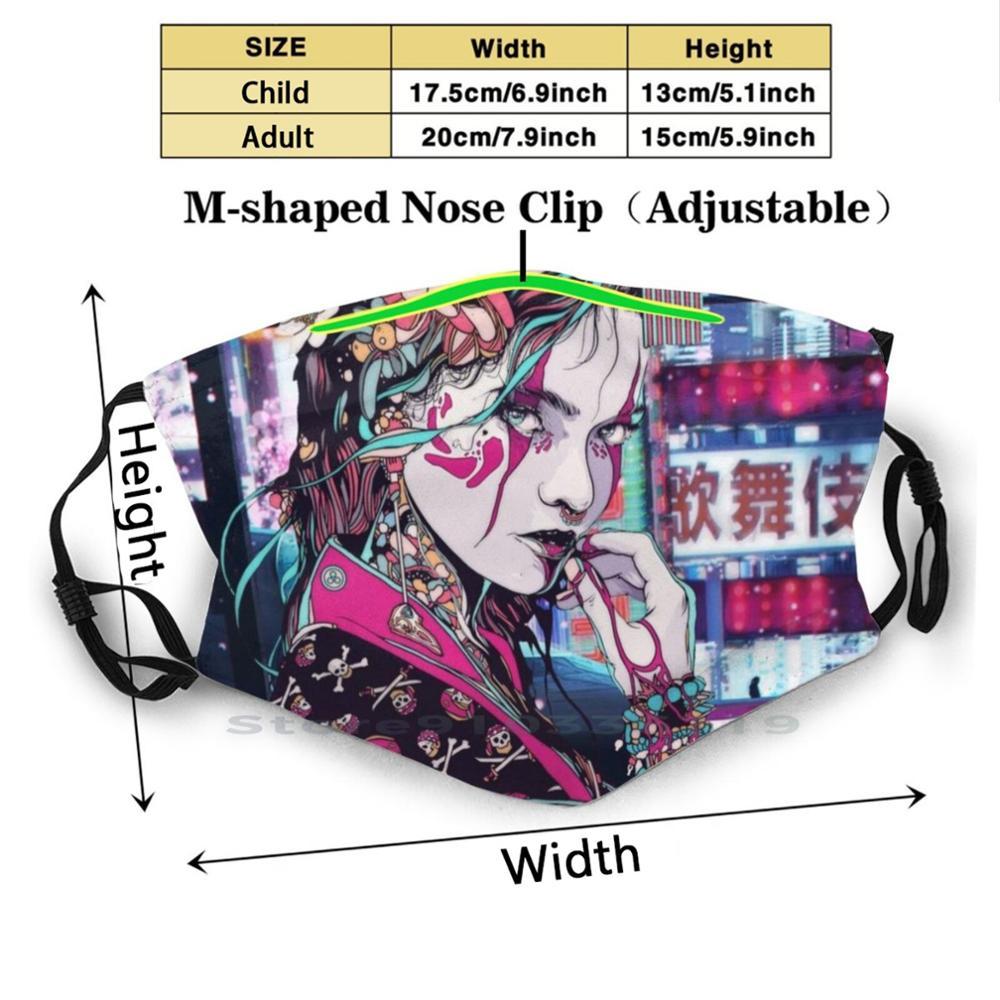 Изображение товара: Маска для лица Geisha In Tokyo, многоразовая, с фильтрами, для детей, в Токио, Японии, японских гейшей, для девочек, для женского макияжа, для красивого лица