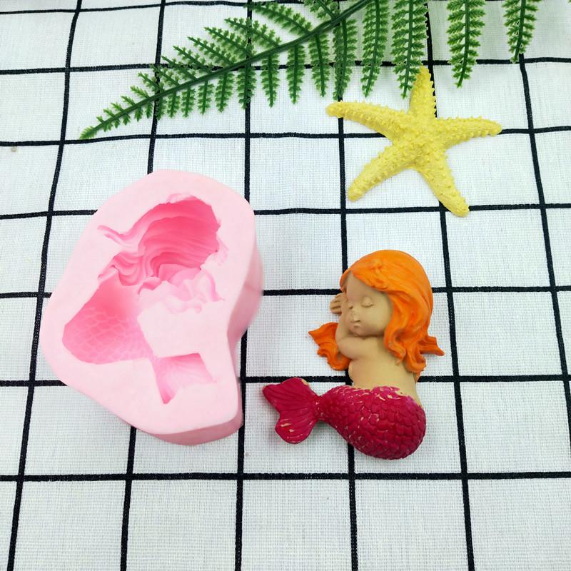Изображение товара: 3D Маленькая Русалочка для украшения торта силиконовая форма для мыла DIY Ручная работа кухонные принадлежности для выпечки аксессуары