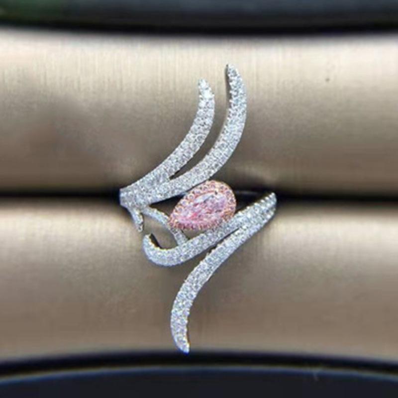 Изображение товара: Женское кольцо в форме капли воды Milangirl, розовое кольцо с цирконием в роскошном стиле с кристаллами, большие ангельские крылья Ювелирное Украшение для вечеринок