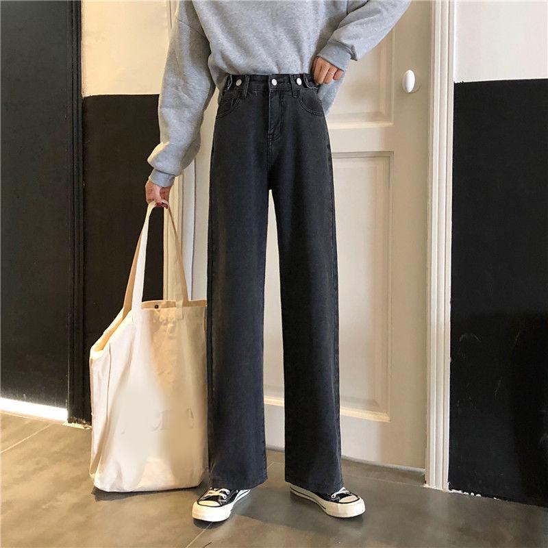 Изображение товара: Женские джинсы V-hanver свободные с высокой талией винтажные широкие джинсы для отдыха женские джинсы в Корейском стиле универсальные Простые Длинные