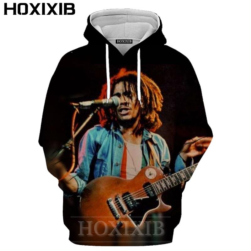 Изображение товара: Худи hoxib коллекции осень 2020 года с 3D изображением Боба Марли, Мужской Женский свитшот в стиле ретро, хип-хоп
