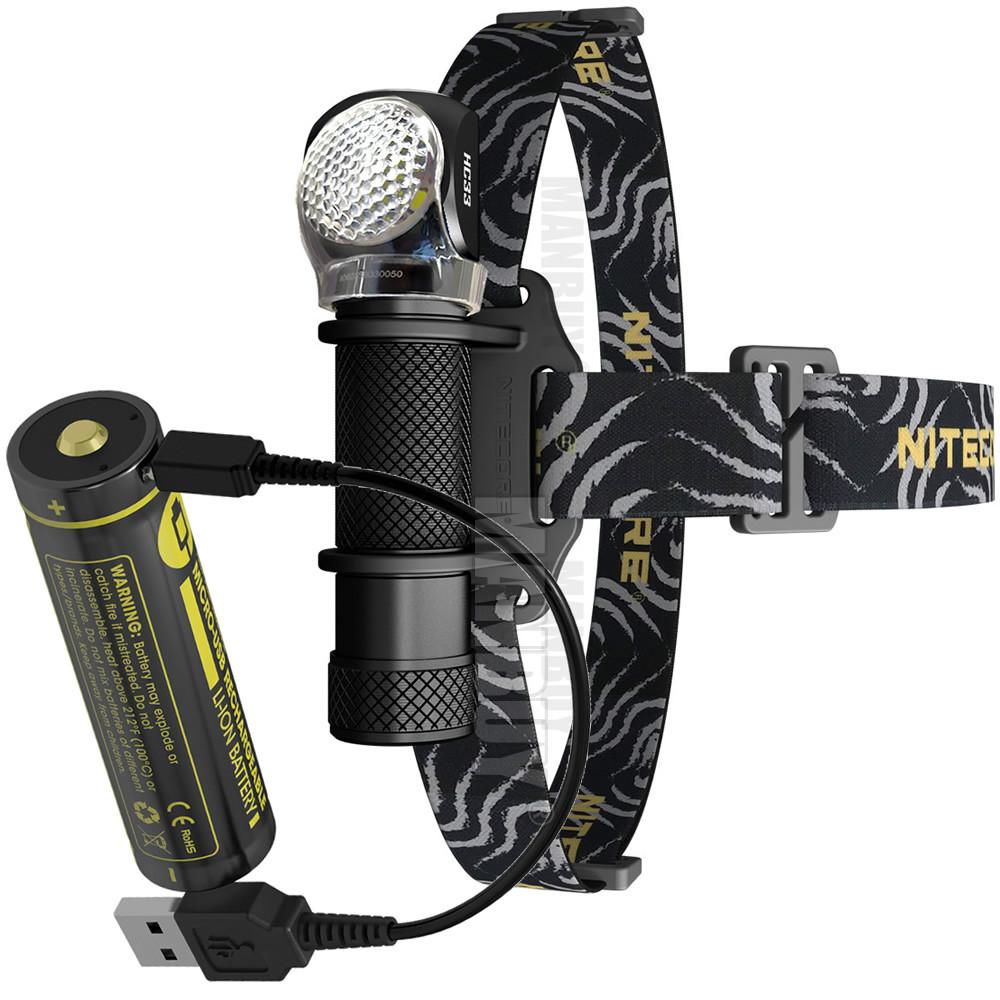 Изображение товара: Налобный фонарь NITECORE HC33 2022 со встроенным USB-портом для зарядки и аккумулятором, водонепроницаемый налобный фонарь для походов и охоты, 18650