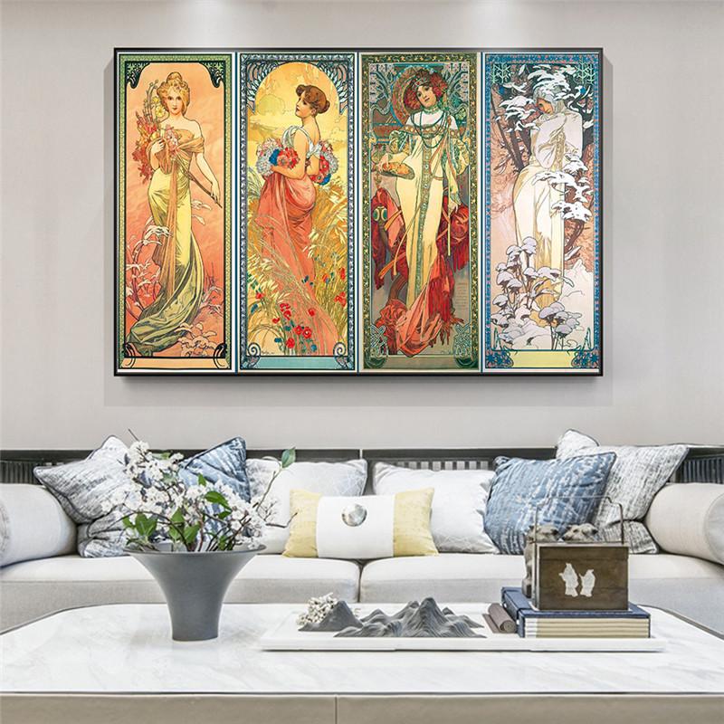 Изображение товара: Винтажные постеры Alphonse с изображением мухи Таймс дня, художественные картины на холсте для женщин, настенные картины, домашний декор