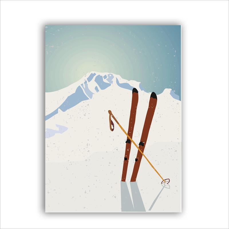 Изображение товара: Винтажный постер для зимних видов спорта, постер с художественной печатью для лыж, настенные картины, Картина на холсте для катания на лыжах, Постер в стиле ретро, украшение для дома