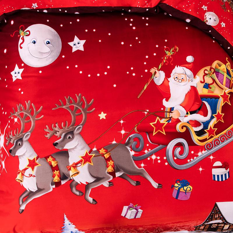 Изображение товара: Красный Рождественский Комплект постельного белья детский Рождественский подарок мультяшный пододеяльник наволочки мягкий двойной двуспальный Королевский размер пододеяльник постельное белье