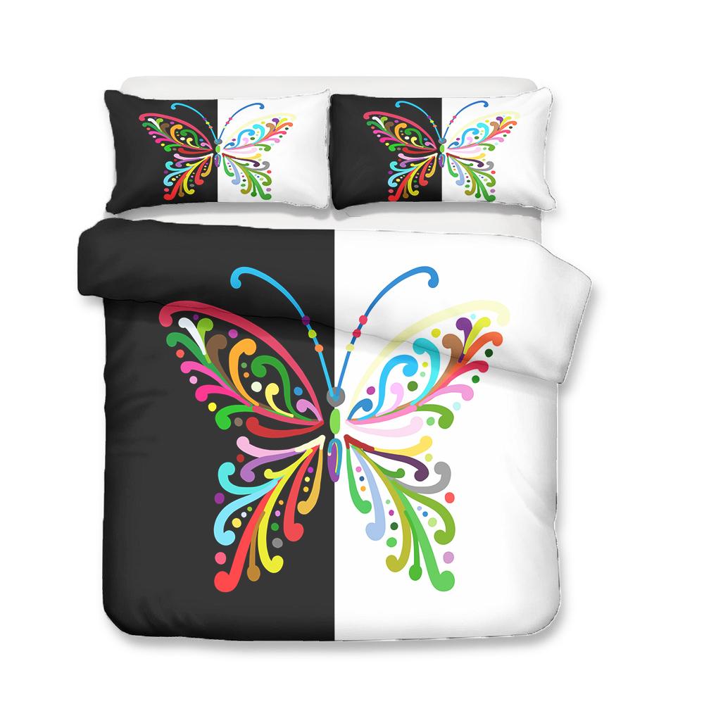 Изображение товара: Комплекты постельного белья для пар, постельное белье с принтом бабочек, двуспальное домашнее белье, текстиль, пододеяльник