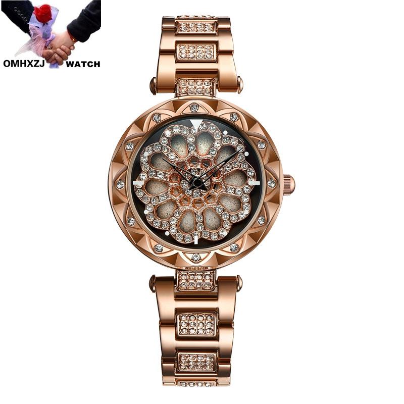 Изображение товара: Женские кварцевые часы OMHXZJ W190, водонепроницаемые деловые повседневные часы с цветочным рисунком, украшенным бриллиантами
