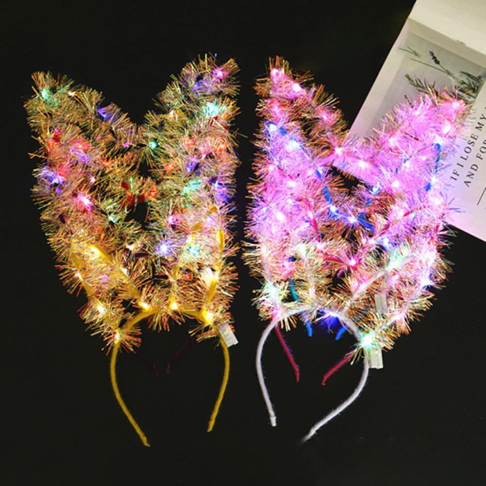 Изображение товара: Креативная удлиненная повязка на голову в форме золотого кролика кошачьих ушей светодиодный светильник кой Рождественский Декор