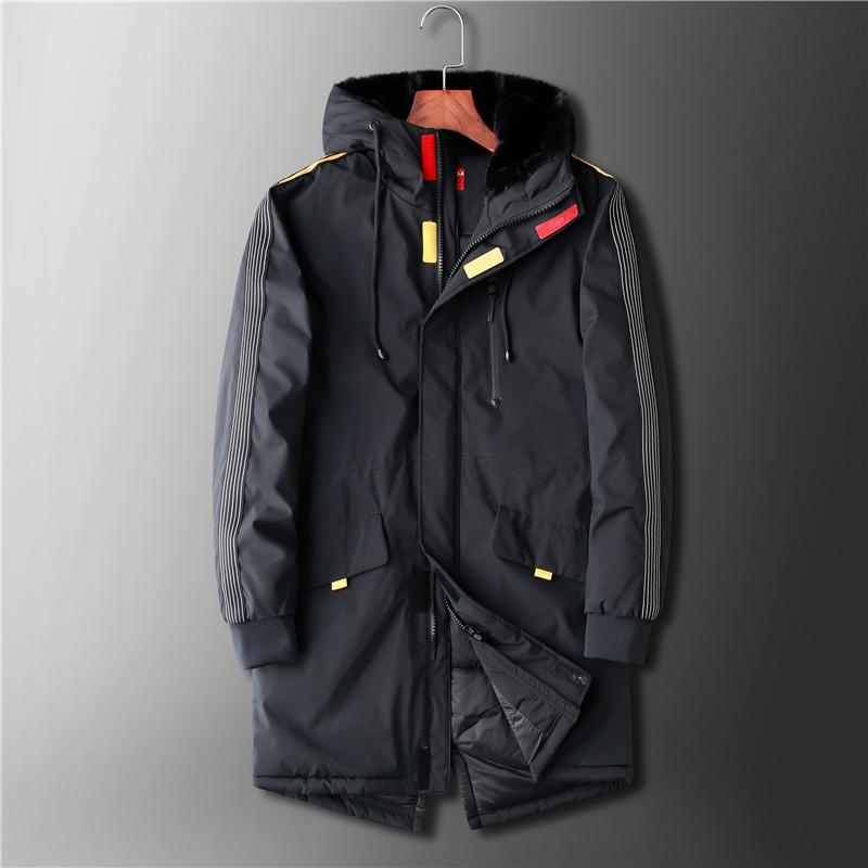 Изображение товара: Мужская свободная стеганая куртка 5XL 6XL 7XL 8XL, Классическая модная зимняя брендовая одежда 2020, толстая и теплая длинная парка большого размера с капюшоном