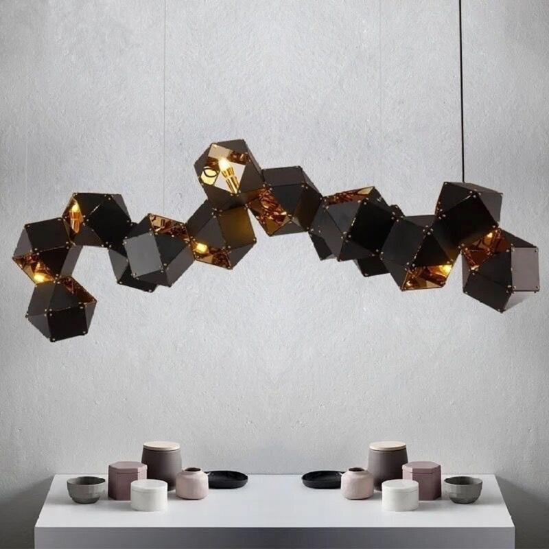 Изображение товара: Светодиодный ная светодиодная люстра в скандинавском стиле, декоративная лампа из многогранного кубика Рубика в американском стиле, лампа для гостиной, бара, для спальни