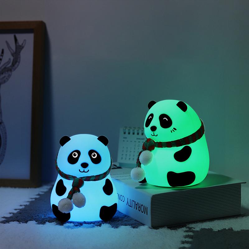 Изображение товара: Силиконовый сенсорный датчик детский светильник Светодиодные детские лампы панда 7 цветов USB Детский Светильник s перезаряжаемый светодиодный рядом с прямой поставкой