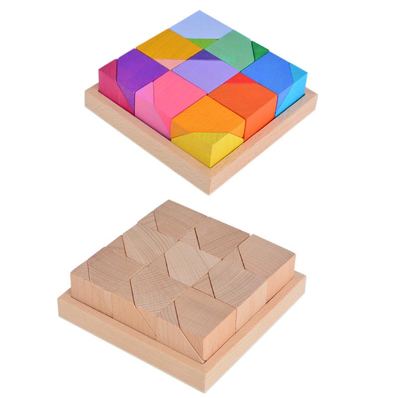 Изображение товара: Детские деревянные радужные штабелеры Кубики Игрушки деревянные строительные штабелирующие кубические Монтессори цветные развивающие игрушки подарки