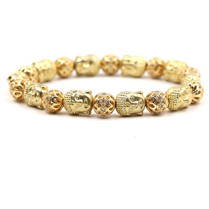 Изображение товара: 2019 классический браслет из бисера с золотыми бусинами, браслет из натурального камня, браслеты для мужчин и женщин, подарок другу, очаровательные ювелирные изделия