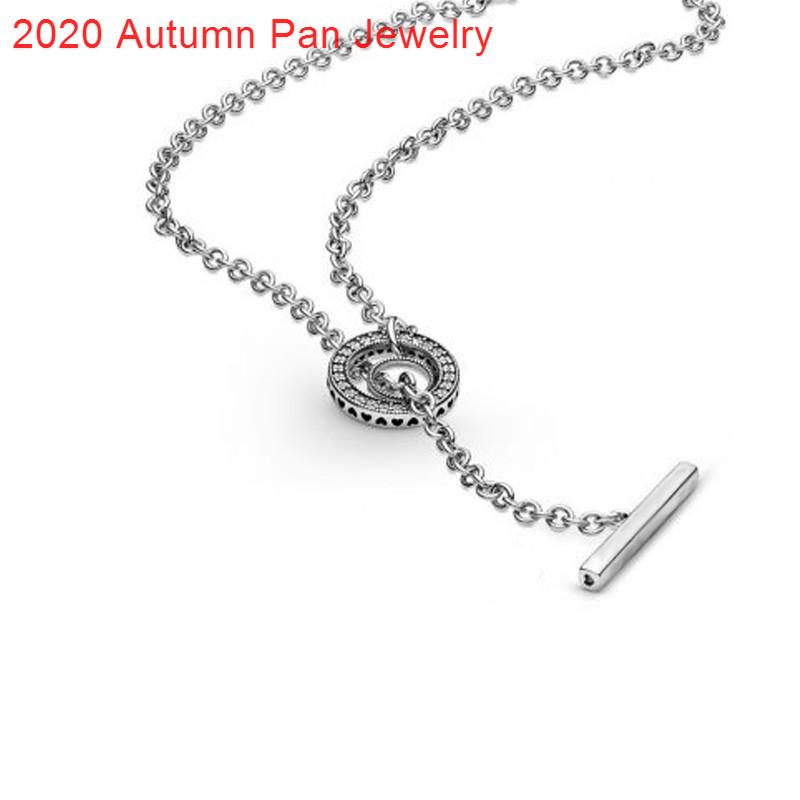 Изображение товара: Новинка осени 2020, ожерелья из стерлингового серебра S925 пробы, ожерелье с круглым Т-образным сердцем, подвески Оригинальные, сковородки, женский подарок на день рождения