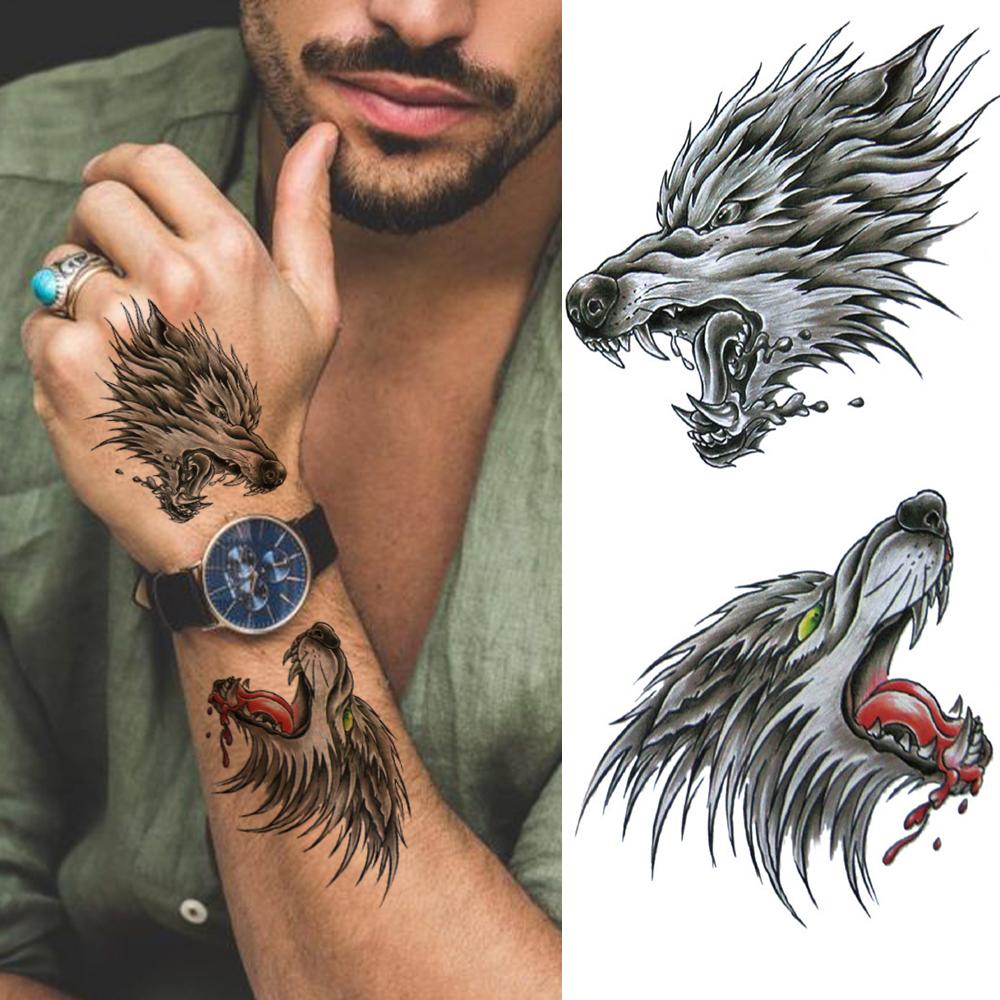 Изображение товара: Реалистичные имитационные татуировки с драконом для мужчин, мальчиков, детей, 3D свирепый волк, Орел, Временные татуировки, Русалка, кошка, моющиеся татуировки