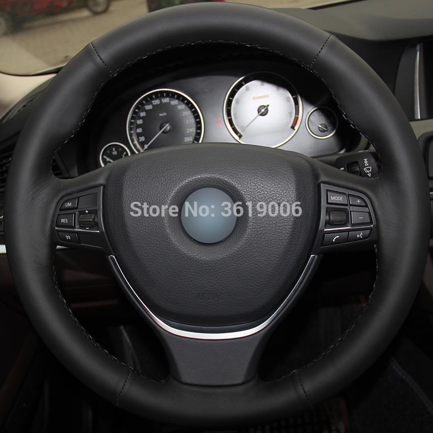 Изображение товара: Чехол на рулевое колесо «сделай сам», черная кожа, Ручное шитье для BMW F10 2014 520i 528i 2013 2014 730Li 740Li 750Li