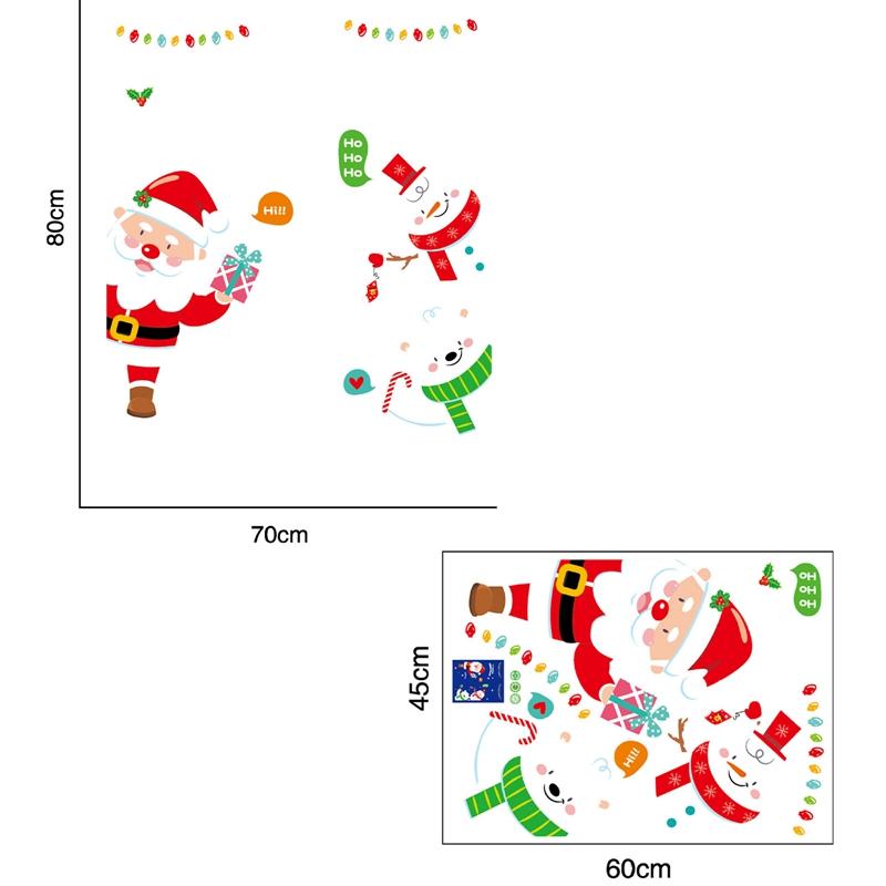 Изображение товара: Рождественские настенные наклейки, новогодние украшения для окон, Дед Мороз, домашний декор, виниловые наклейки на стены из ПВХ, модные украшения для дома