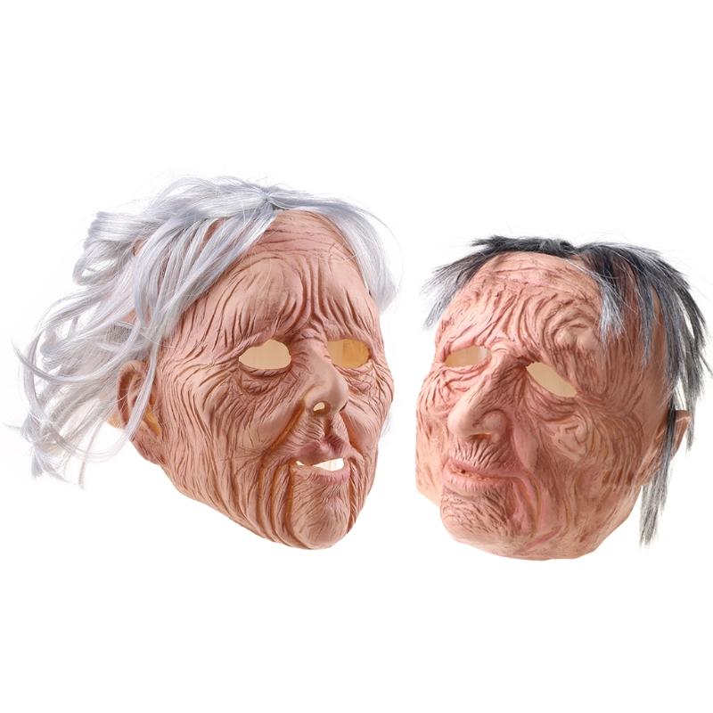 Изображение товара: Хэллоуин головной убор смешная бабушка/дедушка латексная маска парик для пожилых косплей маска для лица маскарадный реквизит для выступлений