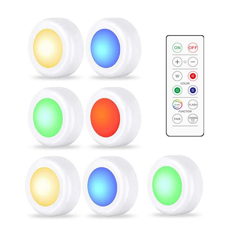 Изображение товара: Диммируемый светодиодный RGB-светильник 16 цветов, кухонная лампа с сенсорным датчиком, ночсветильник для шкафа/чулана/кабинета, лампа для шайбы с дистанционным управлением