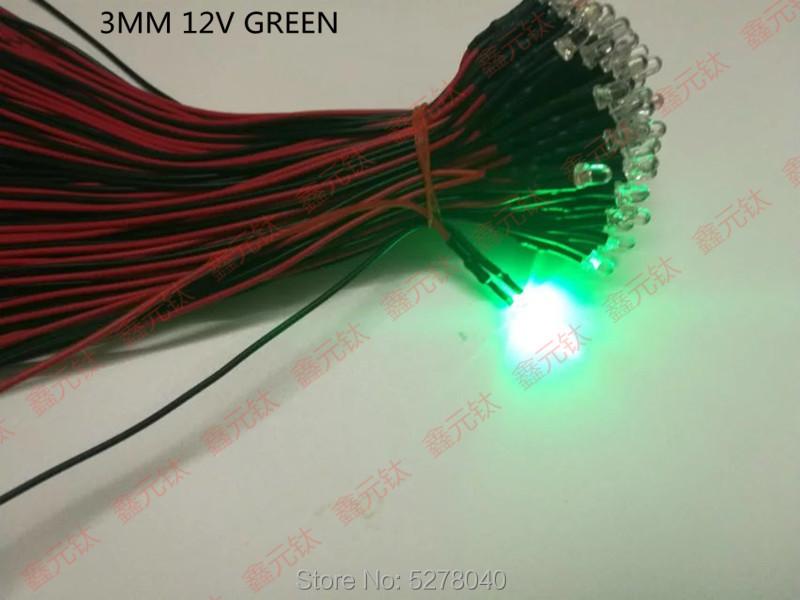 Изображение товара: Светодиодный светильник, 3 мм, 12 В, красный/желтый/синий/зеленый/белый/теплый белый/розовый/оранжевый/фиолетовый/RGB, 20 см, с подсветкой, 100 шт./лот