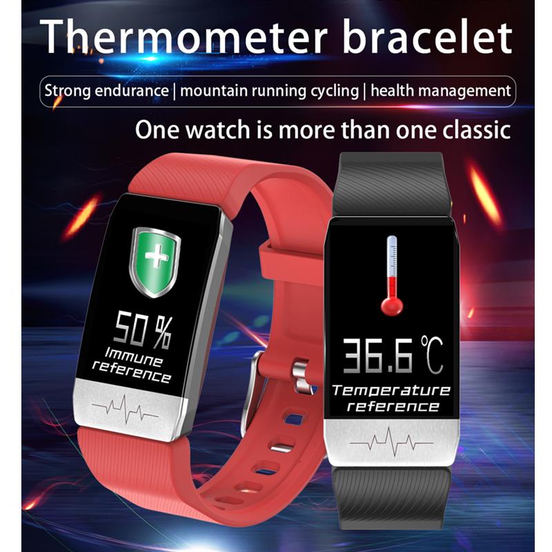 Изображение товара: Смарт-браслет с отображением температуры тела ЭКГ фитнес-браслет с пульсометром и напоминанием о звонках умные часы спортивные мужские и женские часы T1