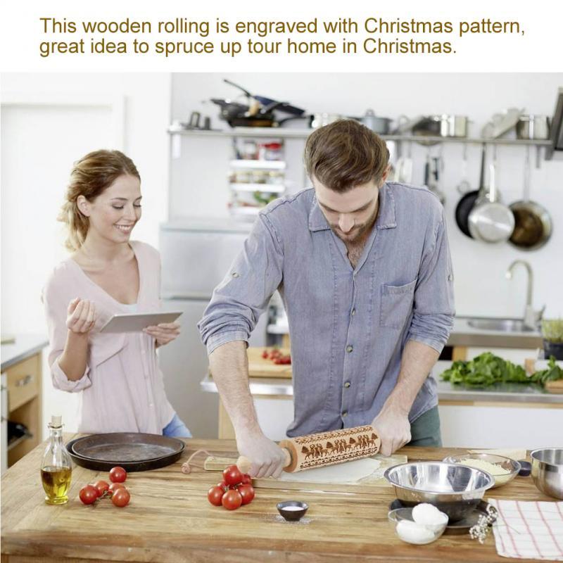 Изображение товара: Рождественская скалка для тиснения печенье, фондан, пирог тесто гравированные ролики