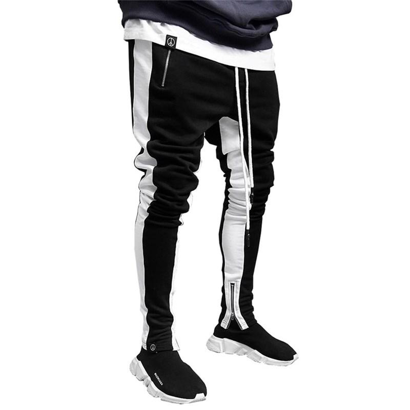 Изображение товара: Мужская быстрая спортивная одежда, спортивный костюм для фитнеса, эластичные брюки, спортивные брюки, брюки, спортивные штаны в черную полоску