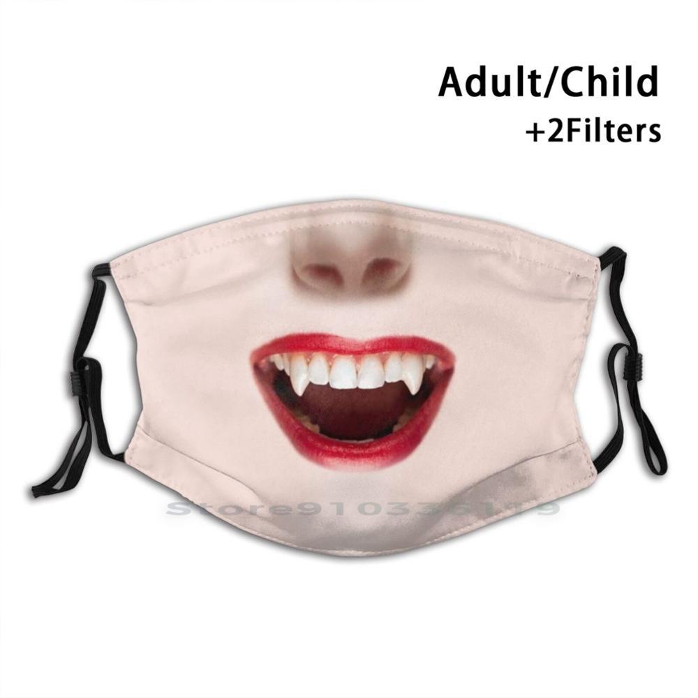Изображение товара: Вампирские клыки фото Реалистичные Женщины & Amp ; #39 ; S рот печати многоразовая маска Pm2.5 фильтр маска для лица дети женщины s девушки