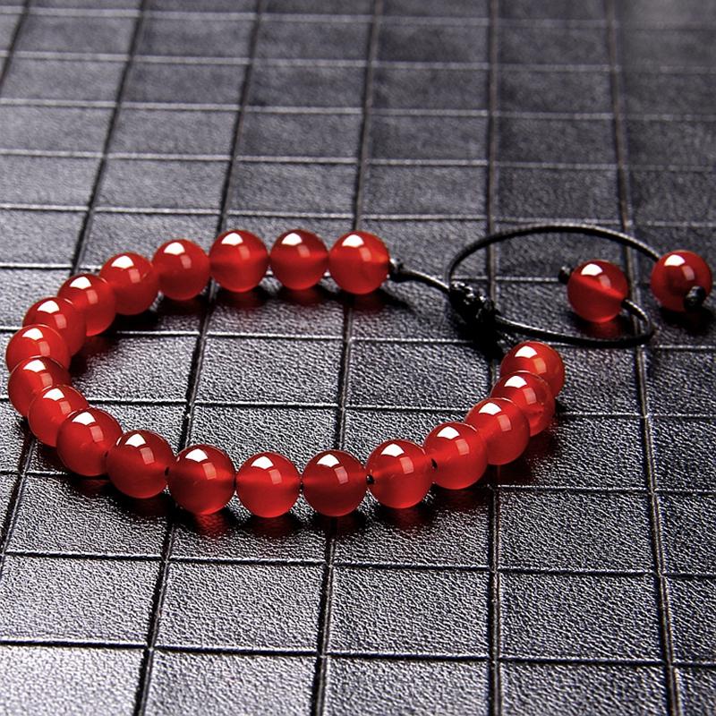 Изображение товара: Натуральный красный камень Бусы Плетеный браслет фарфоровые Агаты бусины Регулируемая длина веревки браслеты для женщин Привлекательные подарки