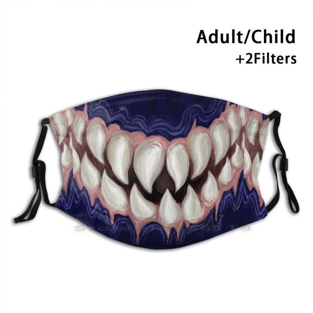 Изображение товара: Venomous острые зубы рот дизайн Пылезащитный фильтр смываемая маска для лица дети зубы клыки острые Facemask Металл тяжелый рот яд
